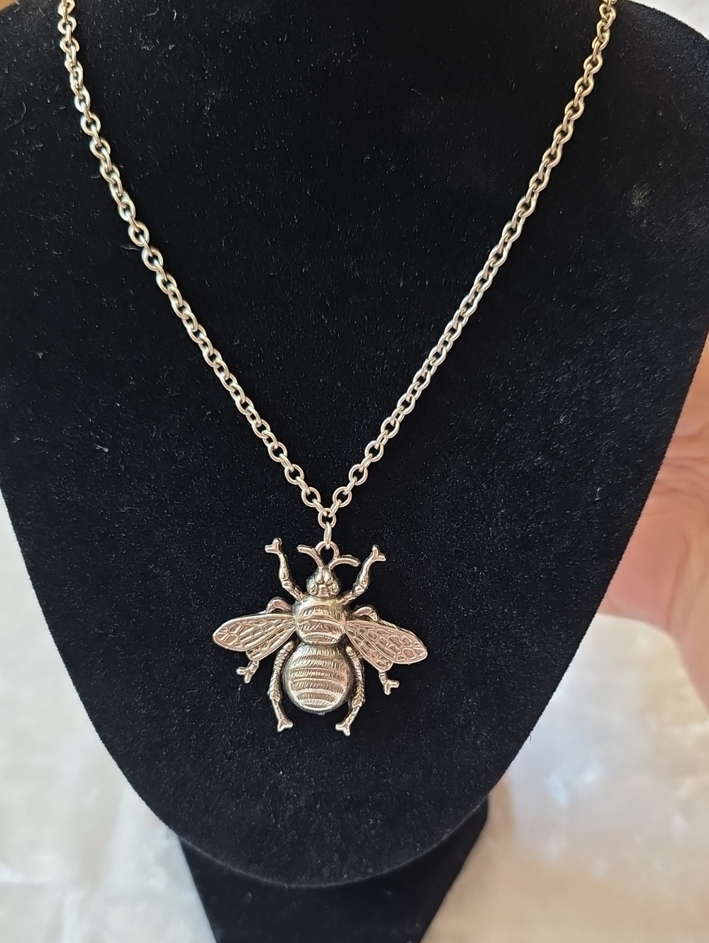 Silver-Tone Bee Pendant Necklace*